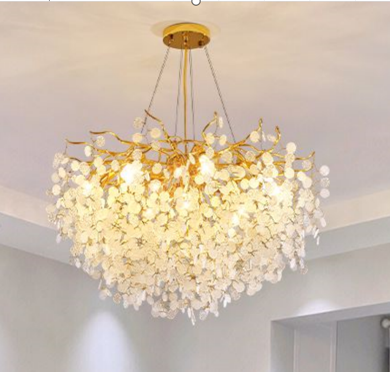 Christmas Water Drop Chandelier Used For Dining Living Room Bedroom Study Room Golden Dimmable Remote Control Home Decoration ราคา 5,485 บาท*ส่งฟรี