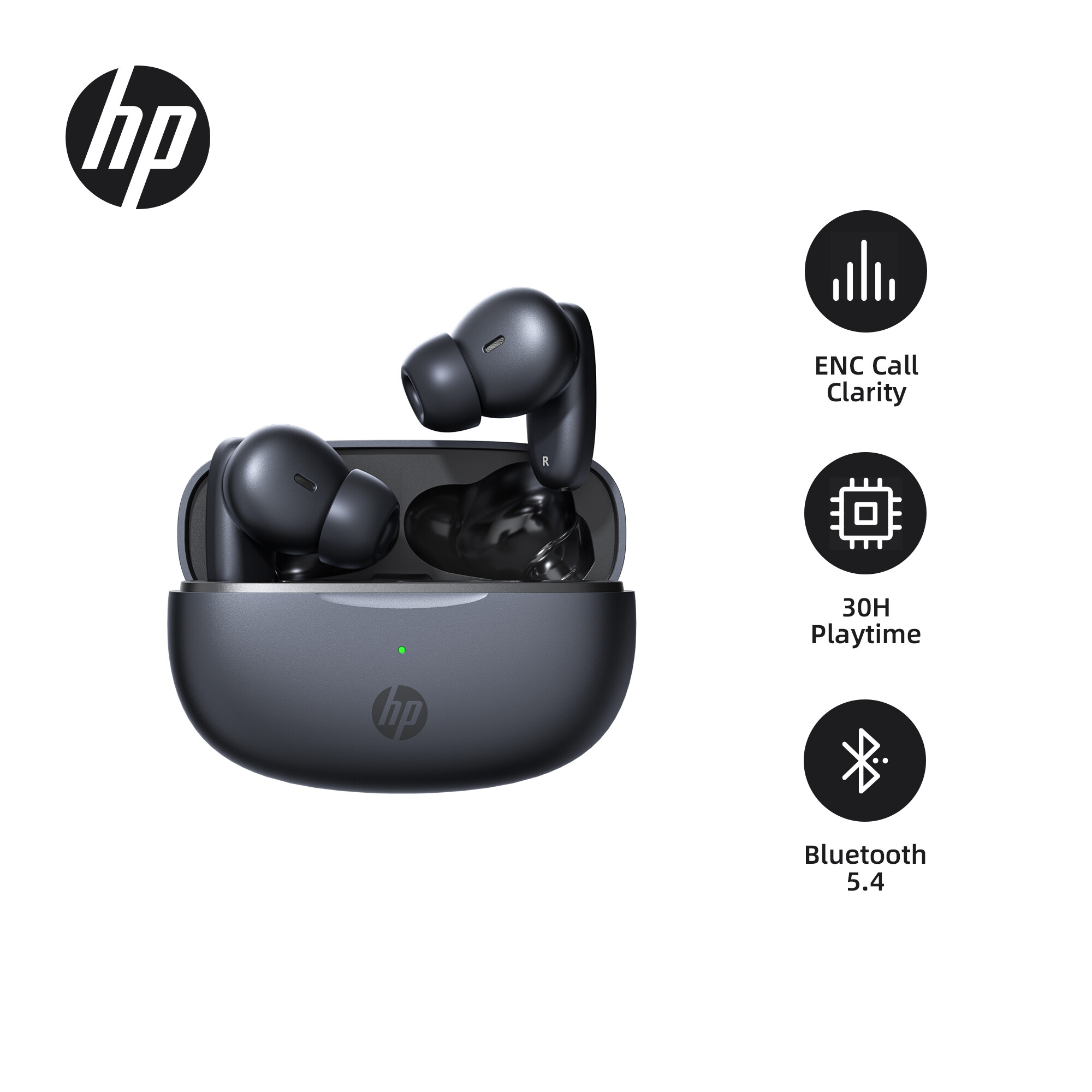 HP Noice Cancellation Earbuds - 13mm Dynamic Unit 30-Hour Playtime 5.4 Bluetooth Waterproof for Music/Workout/Office H10I ราคา 628 บาท*ส่งฟรี