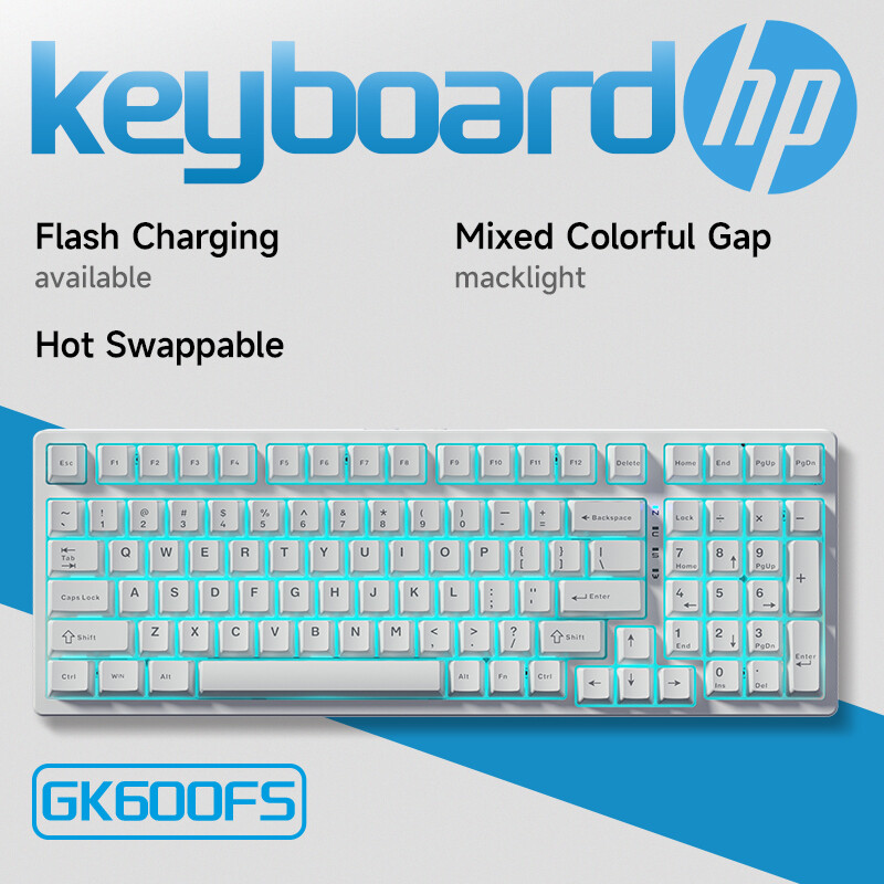 HP Wired Mechanical Keyboard - 18-key Hot Swappable Mixed Colorful Gap Backlight 20 RGB Light Effect GK600FS