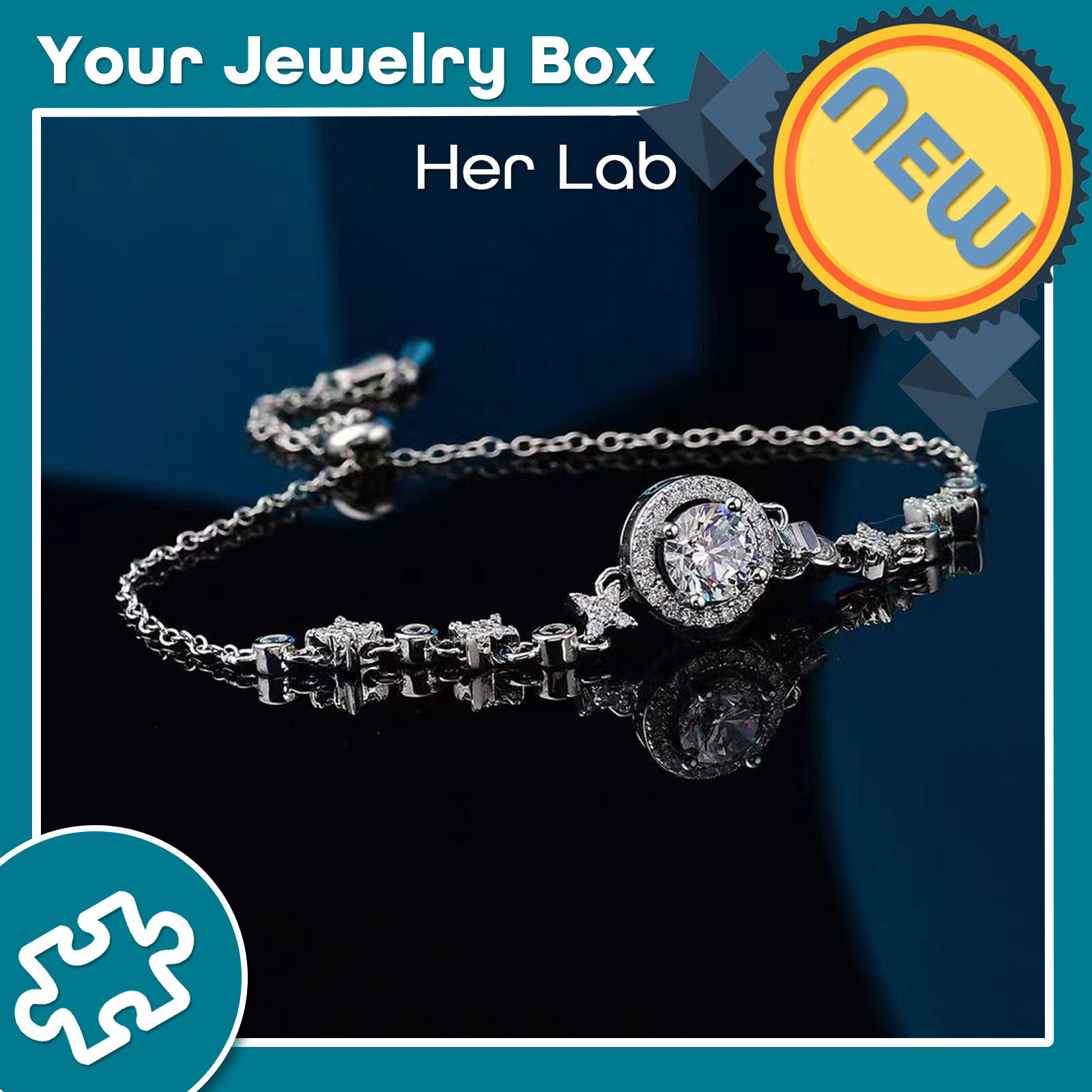 Her Lab | High-end jewelry cultured diamond starry sky exquisite ladies bracelet sterling silver 1 carat star diamond bracelet, D color moissanite inlay passed 100% diamond detector, personalized high-end hand jewelry gift ราคา 7,415 บาท*ส่งฟรี