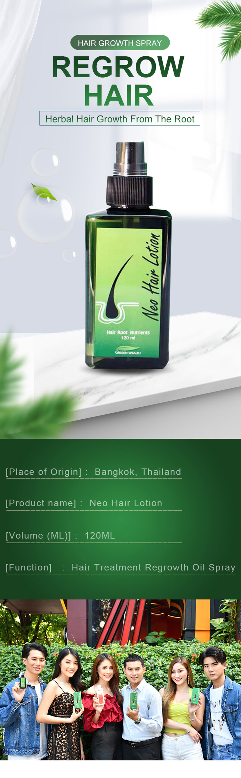 Neo Hair Lotion Natural Herbs From Thailand Good For Hair 120 ml (Pack of 1)