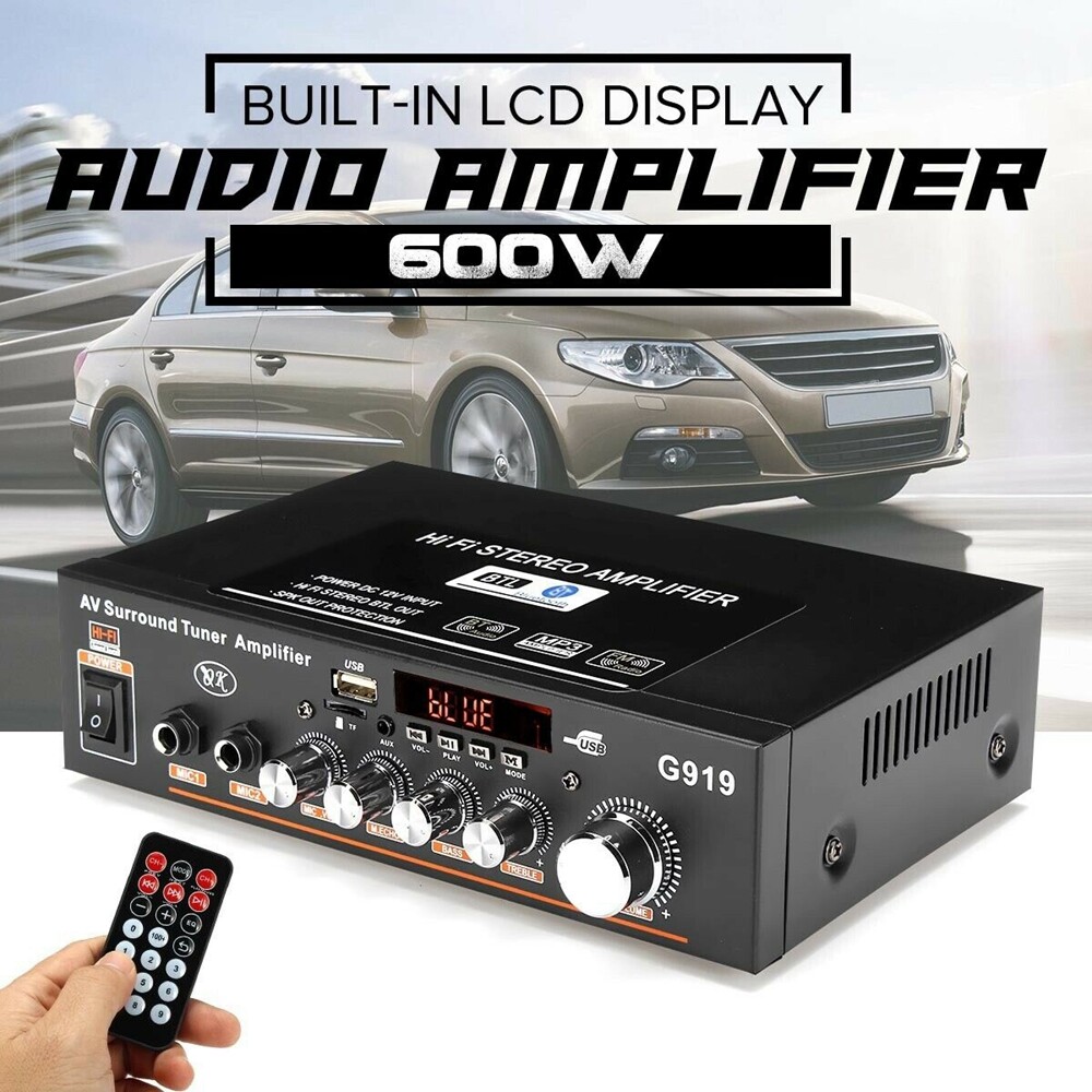 amplifier with bluetooth original 600w 220v 12v protable amplifier mini hifi stereo audio power amplifier bluetooth receiver 2 ch amp car audio player for car home with remote control radio player subwoofer car stereo amplify tiny sound home preamp 1