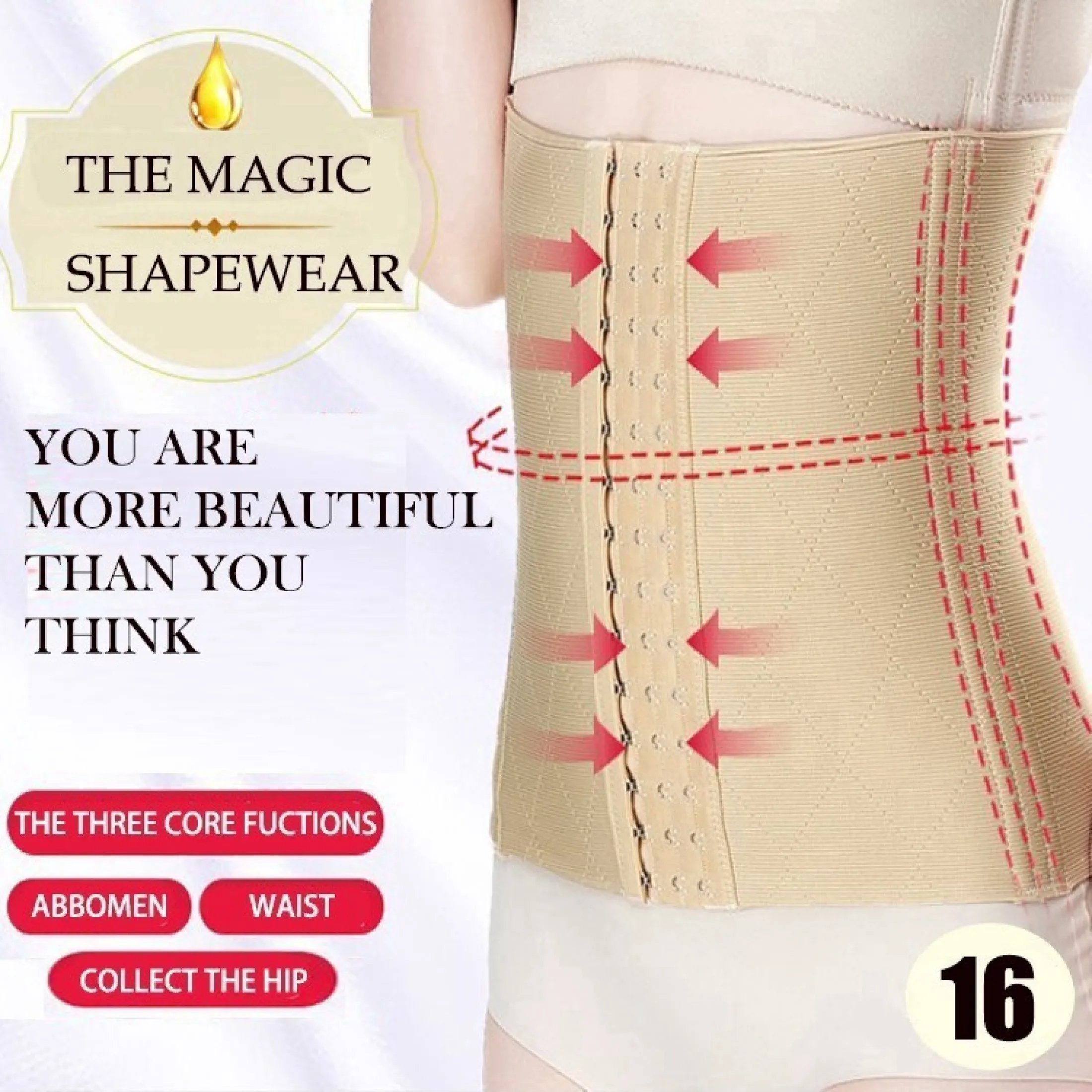 Corset Bengkung Ala Sajat Gold 16 Tulang Waist Trainer Slimming Belt Lazada Singapore