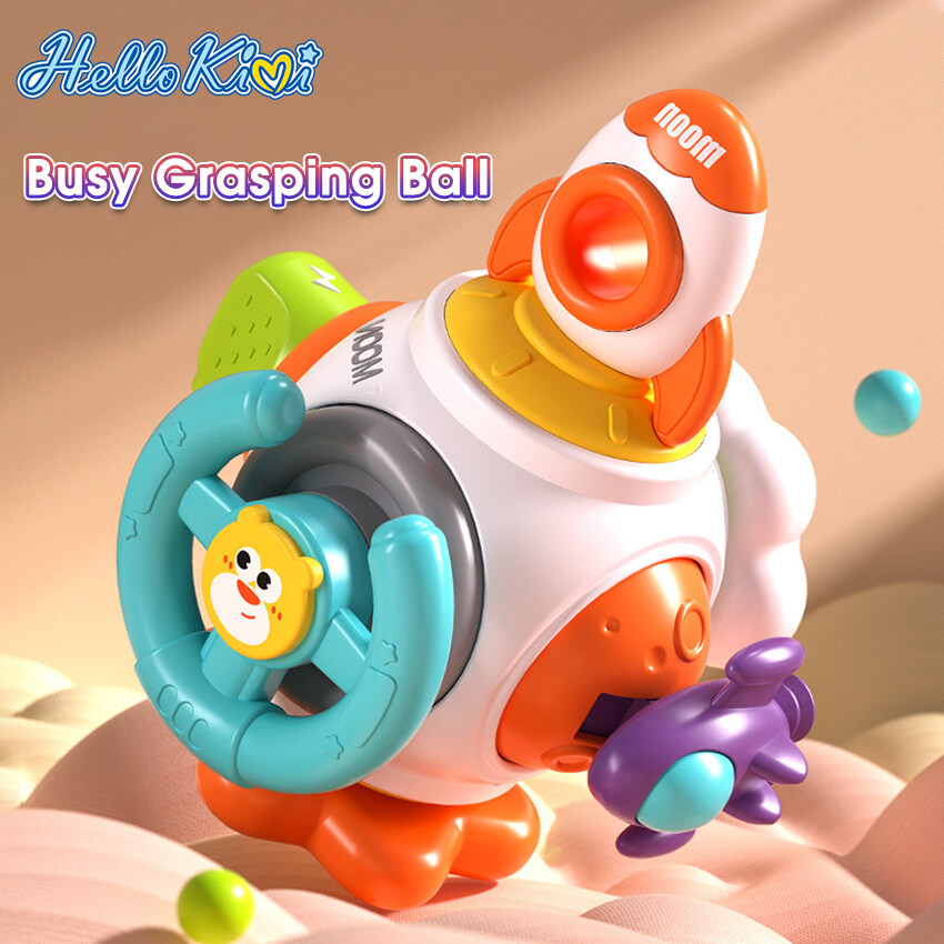HelloKimi 6 In 1 Baby Busy Ball Sensory Grabbing Toy Colorful Board For