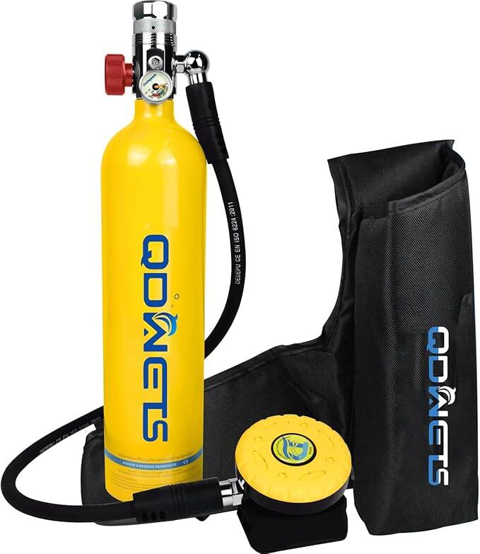 QDWETS Scuba Tank Diving Gear for Diver 1L Mini Scuba Tank Small Diving Oxygen Cylinder up to 20 Minutes Dive Time Portable Diving Tank Kit for Underwater Exploration Emergency Rescue Pony Bottle S5000 ราคา 5,455 บาท*ส่งฟรี