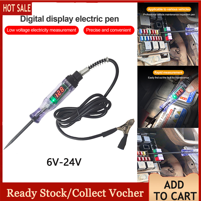 TTLIFE Bút thử mạch điện áp kỹ thuật số đầu dò dài có bóng đèn 3V 6V 12V 24V 70V DC chẩn đoán sửa chữa ô tô chất lượng cao-INTL