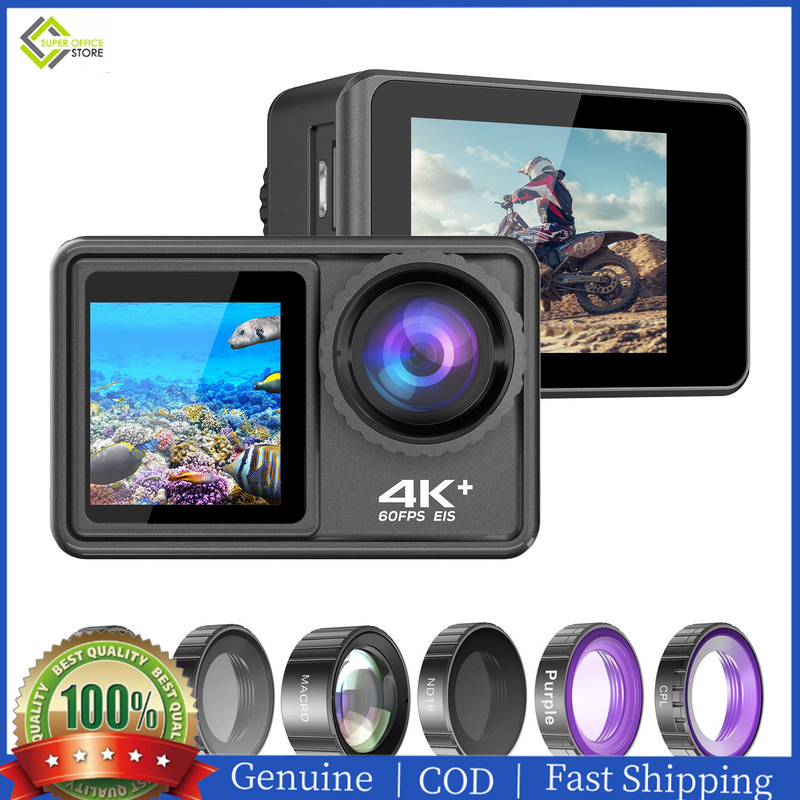 Aibecy 4K 24MP Dual Screen Sport Camera DV Camcorder 2.0 In-ch Screen 170° Wide Angle EIS 40m Waterproof WiFi with Macro CPL ND4 8 16 Purple Lens for Outdoor Sports ราคา 5,099 บาท*ส่งฟรี