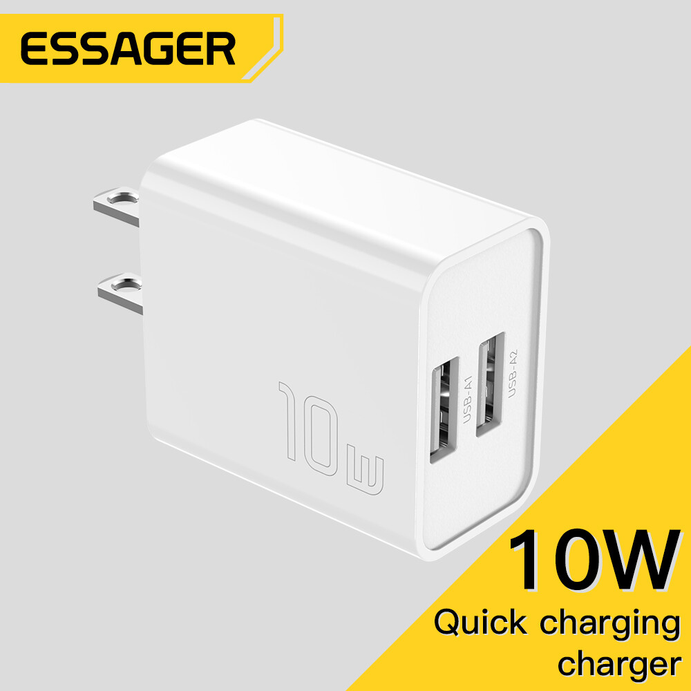 Essager Bộ Sạc USB 10W Bộ Sạc Du Lịch Cổng USB Kép Di Động Bộ Sạc Gắn Tường Cho Huawei Xiaomi Sạc Đi