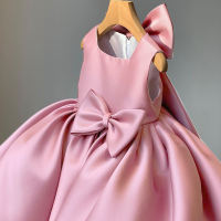 MQATZ Summer Big Bow Pageant Child Ceremony Baptism 1 Year Birthday Dress For Baby Girl Solid Princess Dresses Party Dress 0-5 Years L2009XZ