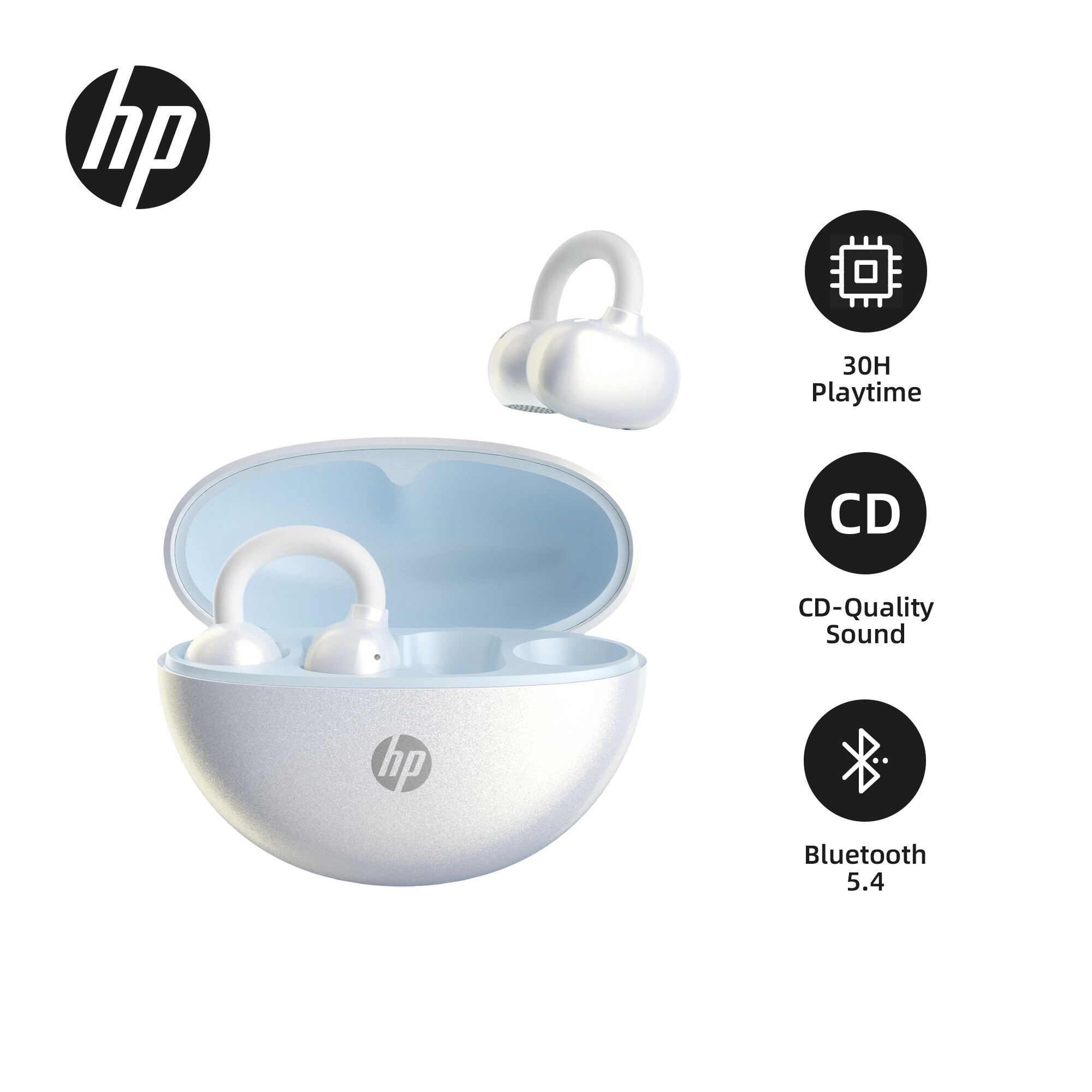 HP U-Shape TWS Earphones Bluetooth 5.4 - 4.5g Light Weight Bass Boost DNS Pro Call 30H Battery Fast Charge for Office/Gym H10M ราคา 897 บาท*ส่งฟรี