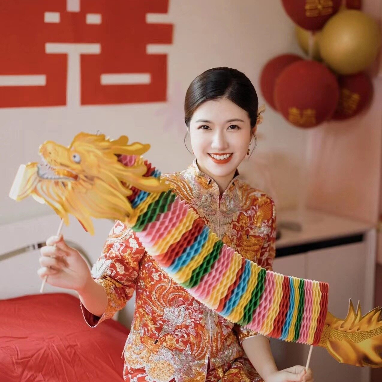 Trung Quốc hình rồng kéo cờ có thể gập lại Lễ Hội Mùa Xuân đồ treo trang trí đồ trang trí đám cưới năm mới