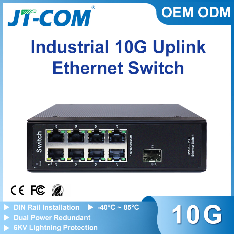 JT-COM 8-Ports 2.5Gb Industrial Switch 2.5GBASE-T Network Switch 10 Gigabit Uplink Plug and Play Ethernet Switch ราคา 8,948 บาท*ส่งฟรี