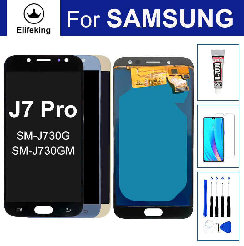 Màn hình LCD cho Samsung J7 Pro J730 SM-J730G SM-J730GM hiển thị bộ linh kiện số của màn hình cảm ứng dụng cụ thay thế + Kính cường lực