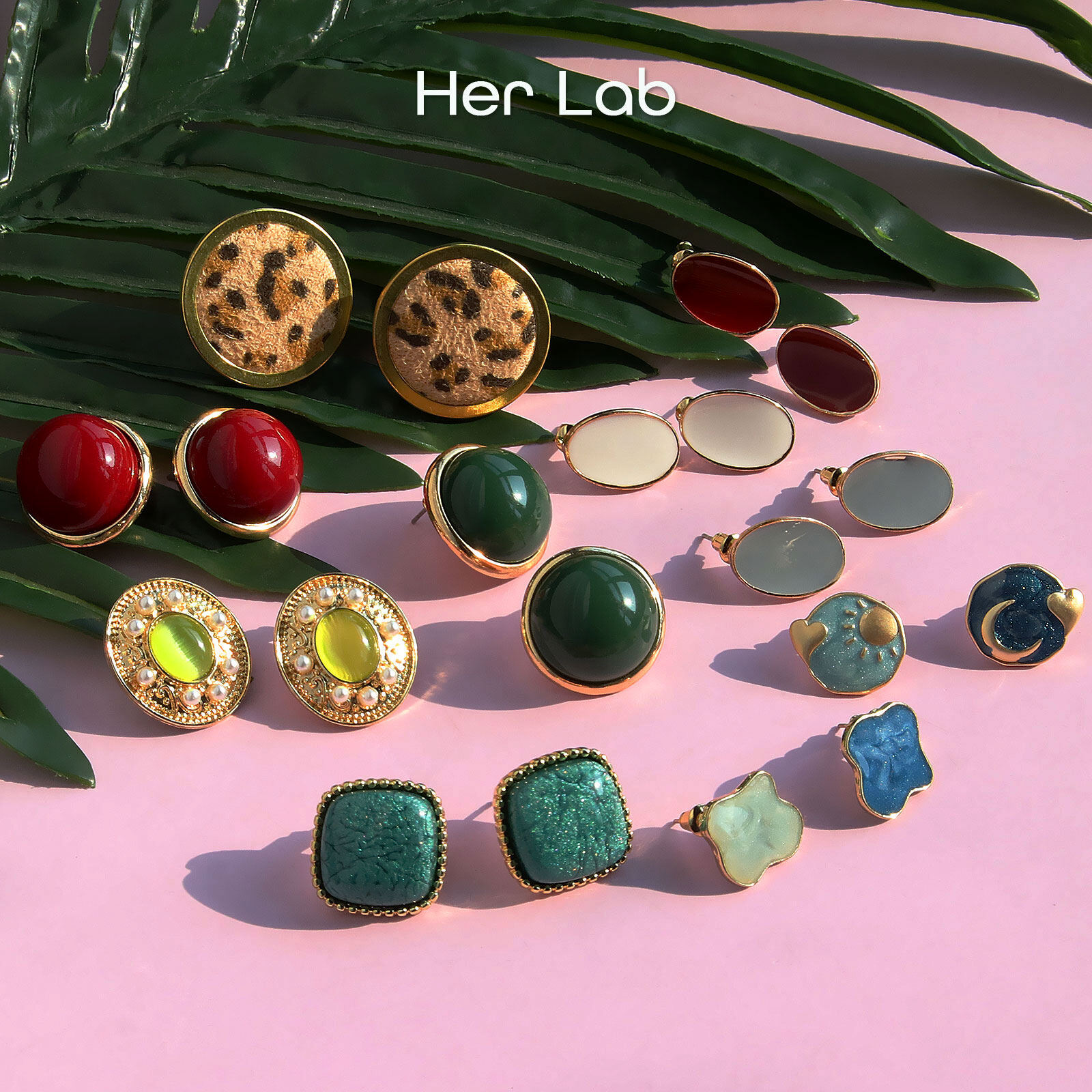 Her Lab Jewelry | Tai Mạ Vàng Nano Cao Cấp Bộ Bông Tai Nhỏ Hỗn Hợp Đơn Giản Thời Trang Bông Tai Dạng Hạt Hình Học Đính Hôn Sang Trọng Nhiều Lớp Phong Cách Hàn Quốc Bạc 925 Instagram Cá Tính hộp Quà Tinh Tế Trang Sức Đinh Tán Nhỏ Nhiều Màu Cho Nữ