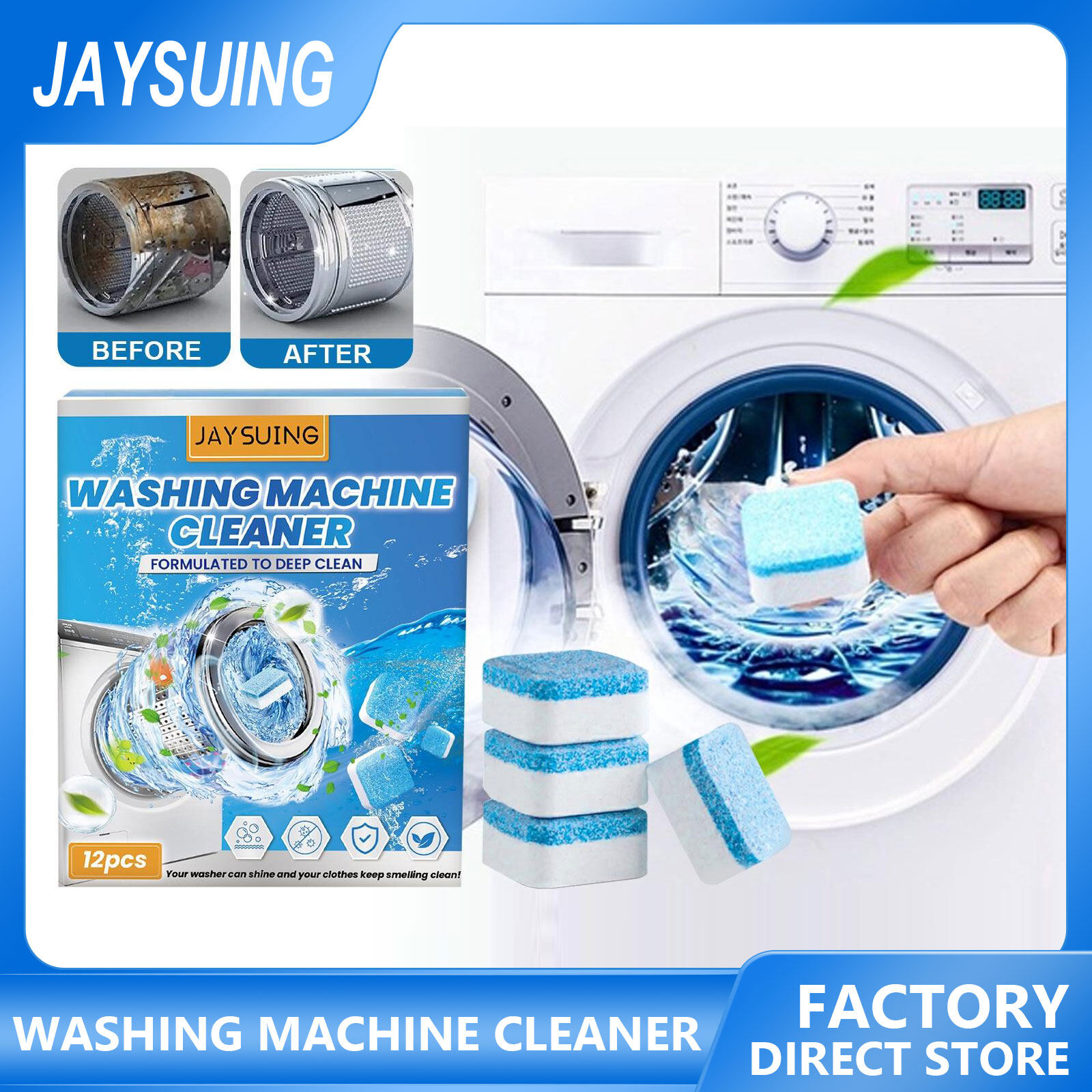 Jaysuing Original Washing Machine Cleaner Oxygen Cleaner Deep Cleaning Detergent Remover Effervescent Tablet Effervescent Tablets Washing Machine Detergent Deodorant Cleaning Sterilization Washing Machine Cleaning Tools ราคา 250 บาท*ส่งฟรี