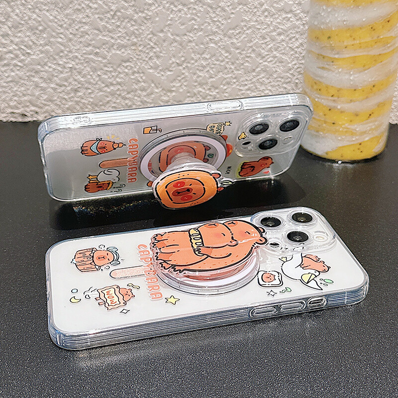 Cute Cartoon Capybara Stand Holder Magsafe Wireless Charging Phone