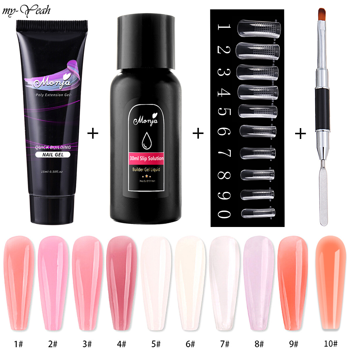 Myyeah 4 Cái/bộ Nail Art UV Builder Gel Móng Tay Nhanh Chóng Mở Rộng Nail Lỏng Trượt Giải Pháp Đầu Móng Tay Kiểu Pháp, Bộ Dụng Cụ Làm Móng Tay Tự Làm Mẫu