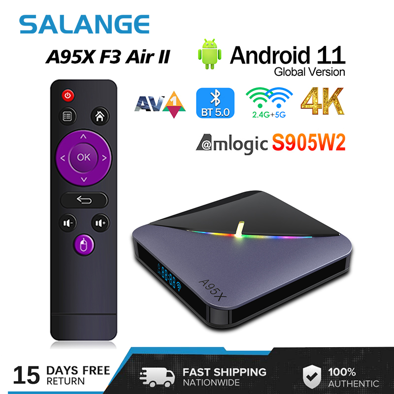 Salange A95X F3 Air II Smart TV Box Android11 Amlogic S905W2 RGB BT5.0 AV1 3D 2.4G&5G Wifi 4K HDR Media Player Set Top Box PK Tanix W2 ราคา 935 บาท*ส่งฟรี