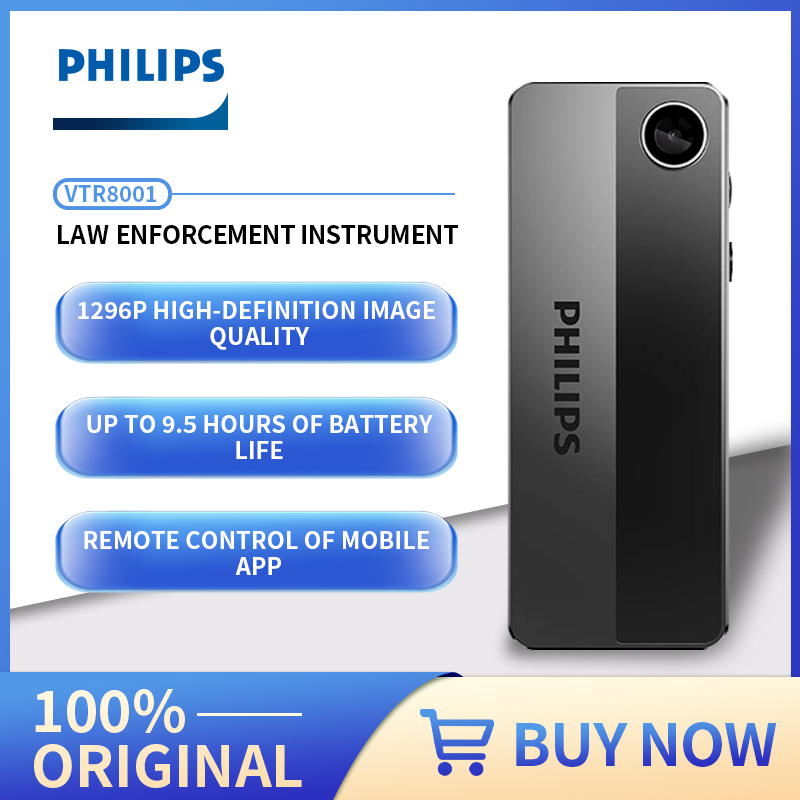 กล้องถ่ายรูป กล้องดิจิตอลมิลเลอร์เลส และอุปกรณ์ถ่ายภาพ Philips Original Body สวมใส่กล้องกล้องวิดีโอ Full HD 1296P Mobile App ควบคุมเครื่องบันทึกวิดีโอมุมกว้าง Mini กล้อง VTR8001 ราคา 5,487 บาท*ส่งฟรี