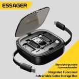 Essager 60W Căng Ra 3A Nhanh Cáp sạc Truyền Dữ Liệu 480Mbps Đa Chức Năng Hộp Lưu Trữ Cho Loại C Sét Micro USB Một Cáp Khung Hộp Lưu Trữ Với Sim Và TF khe đựng thẻ