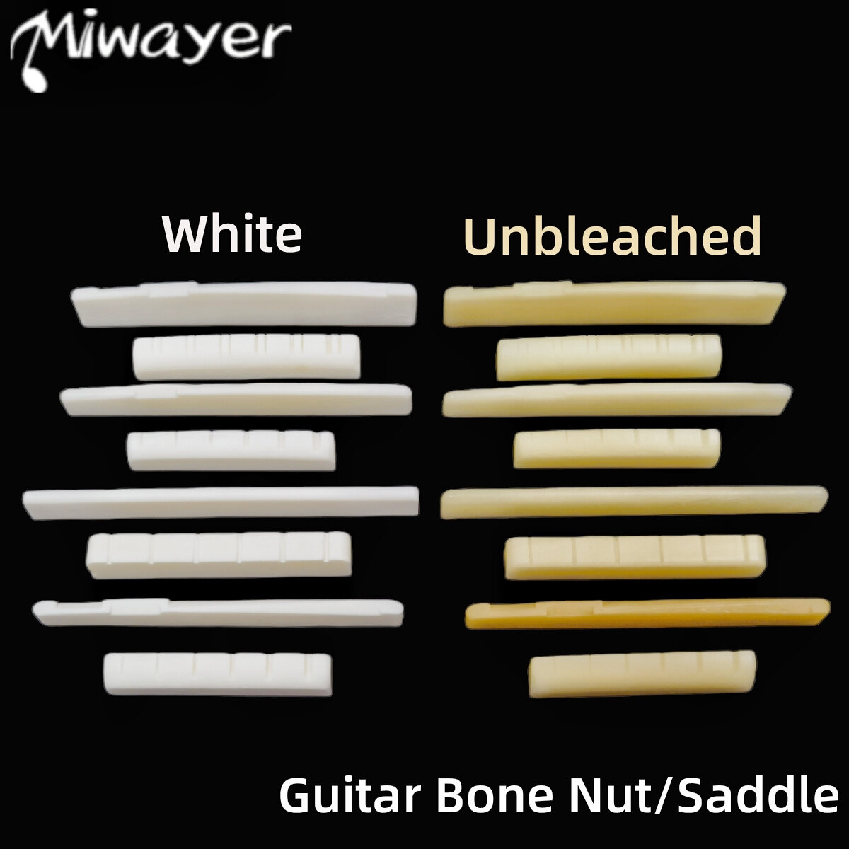 Ngựa đàn Guitar 1 cặp dây 6/12 acoustic, cổ điển, ymh xương thật ngựa kê Dây Guitar Yên Ngựa, không tẩy trắng và trắng, làm bằng xương bò