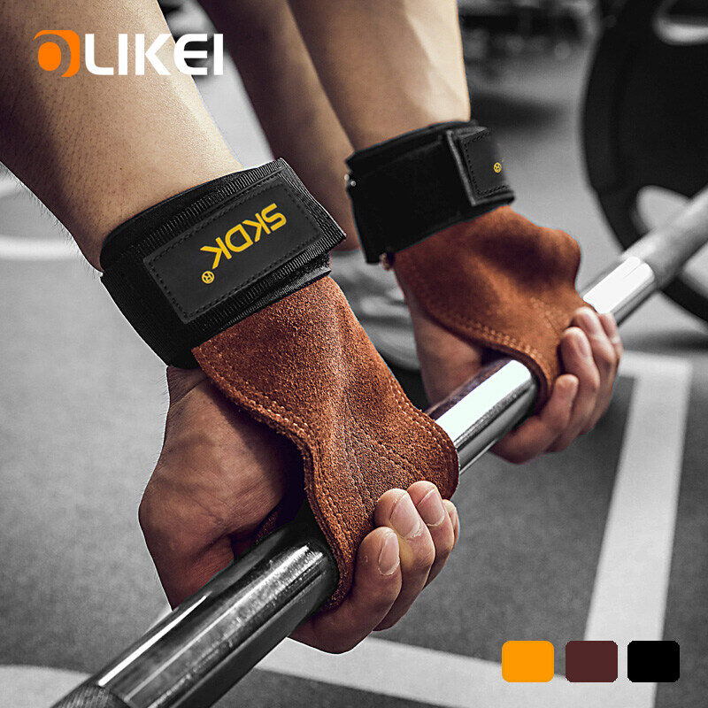Olikei găng tay tập gym bằng da bò găng tay tập tạ chống mài mòn chống trượt găng tay tập thể hình nâng đỡ cổ tay găng tay tập thể hình