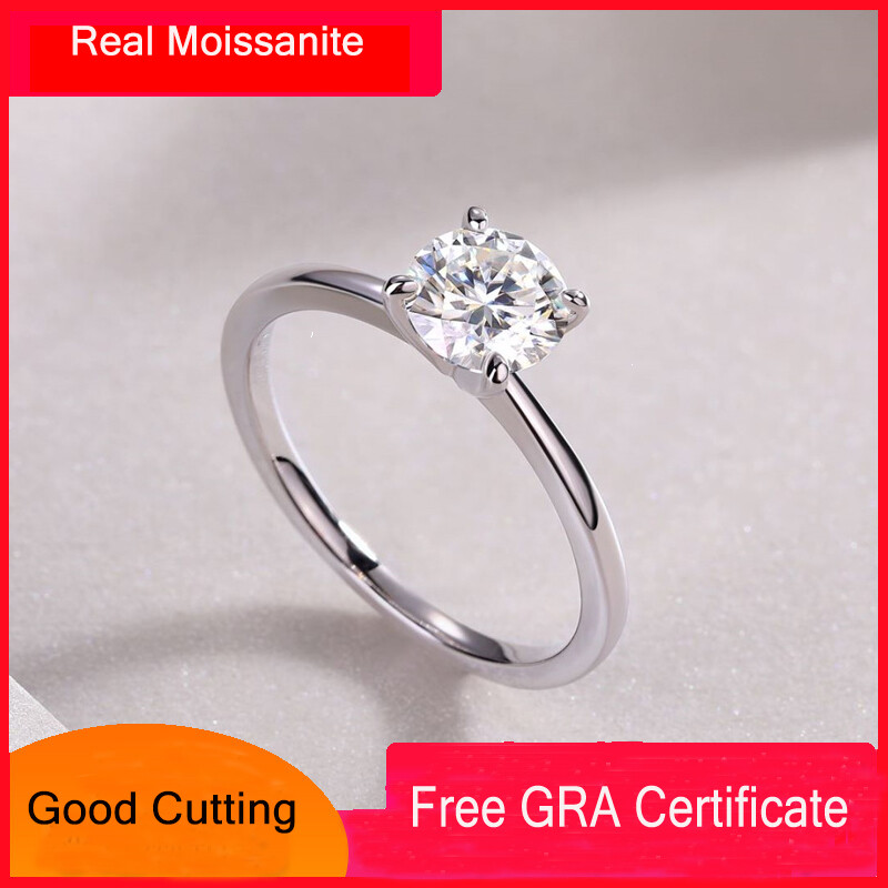 Bốn chân s925 bạc nhẫn cưới 1 carat bất moissanite nhẫn cho phụ nữ của với gra giấy chứng nhận