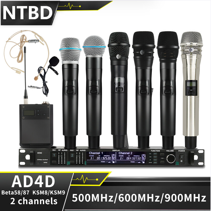 Ntbd mới ad4d ksm 11 ksm8 ksm9 beta58a beta87a hệ thống micro không dây chuyên nghiệp uhf micro tai nghe micro ve áo micro đa dạng thực sự cho nhà biểu diễn sân khấu ktv bài phát biểu nhà thờ hát