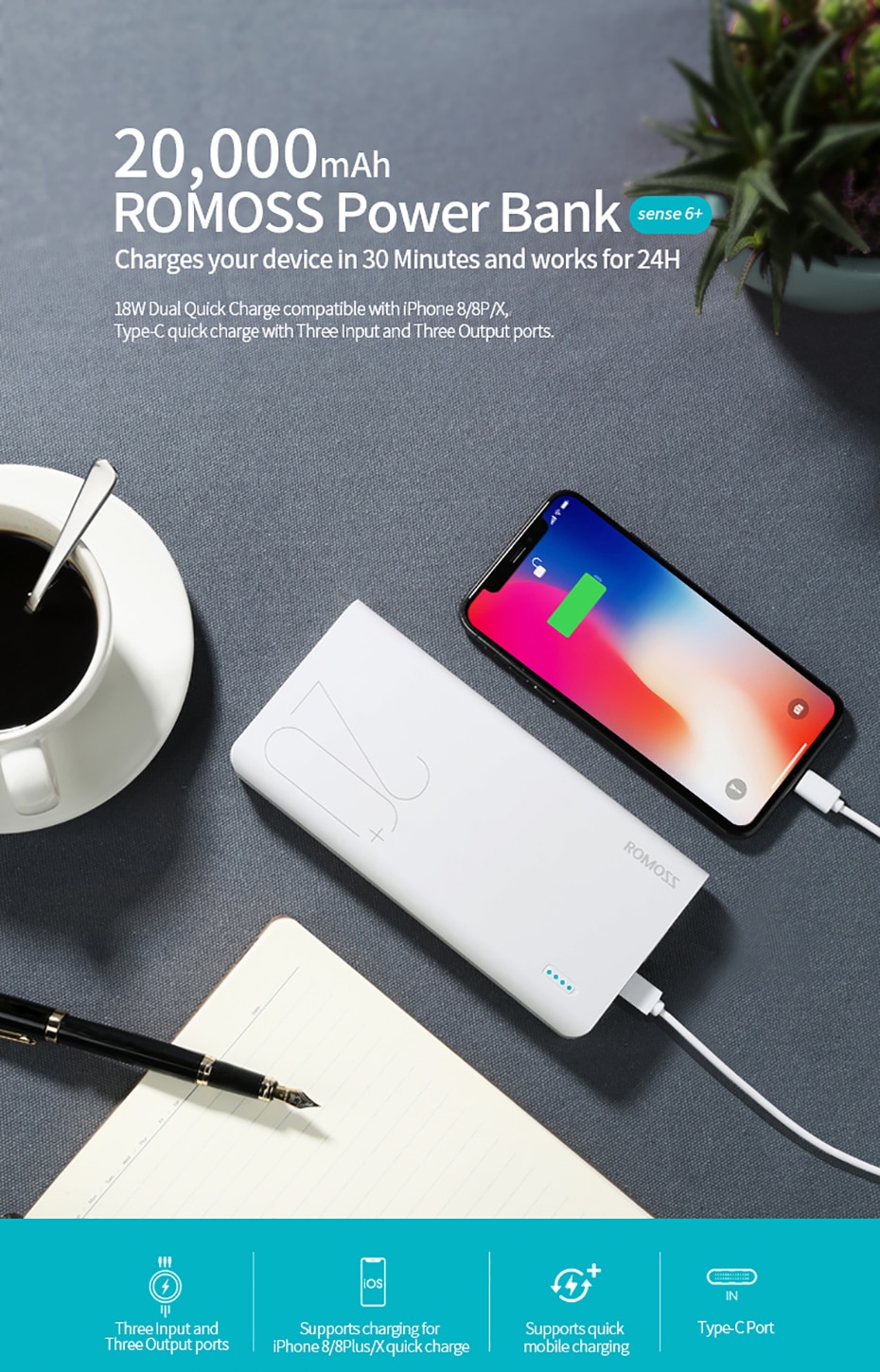 ROMOSS Sense 6+ Power Bank 20000mAh With PD 3.0 Two Way Fast Charging 10 5fc73f5396512e7ce96c306d59c7b7c9