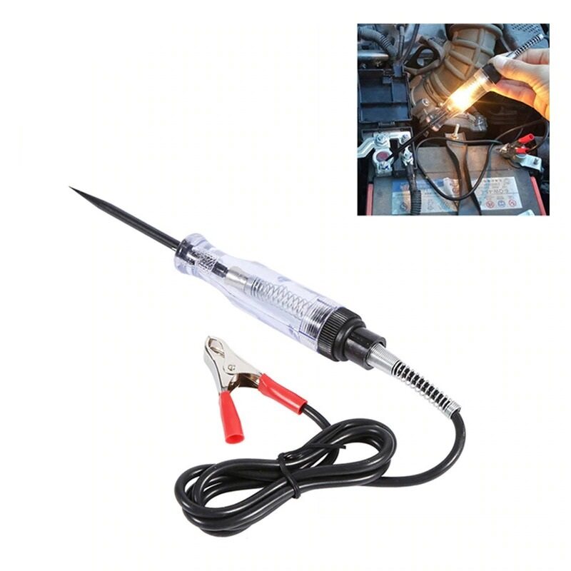 Acouto Car Truck Voltage Circuit Tester VoltMet Long Probe Pen Light Bulb 6V 12V 24V DC 