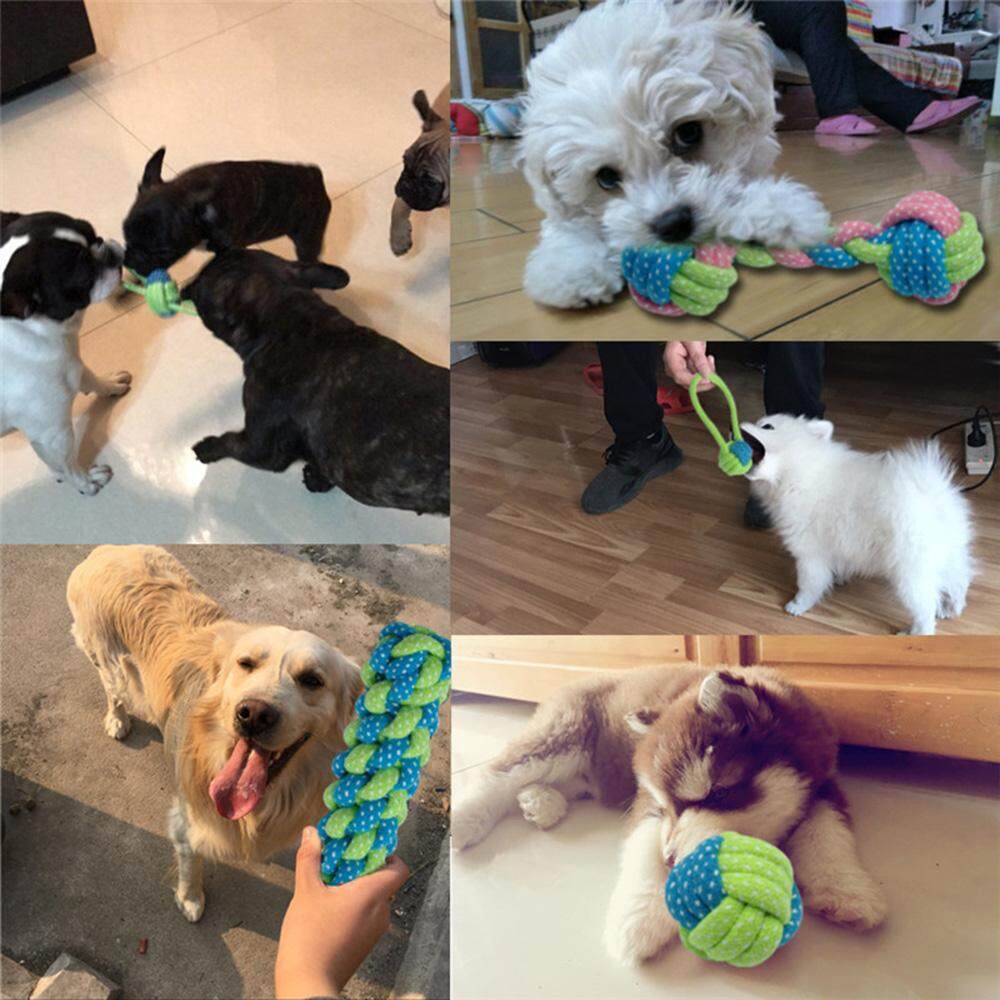 Play Bite Cotton Node Puppy Chew  Braided Cotton Pet Teeth Ball Dog Rope Toy