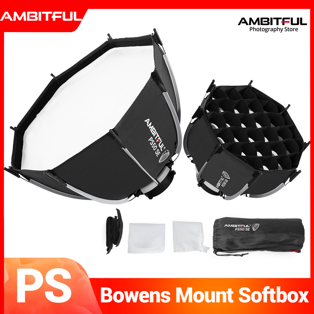 Ambitful ps30 ps45 PS50 SE 30cm 45cm 50cm ảnh portaxe Khung máy ảnh Bowens ô bát giác softbox + lưới tổ ong ngoài trời hộp mềm cho studio đèn nhấp nháy Studio Đèn LED quay video