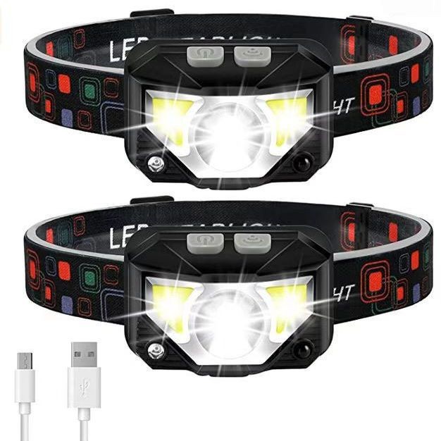 Headlamp Flashlight Lumen Ultra-Light Bright LED Rechargeable Headlight with White Red Light 2-Pack Waterproof Motion Sensor Head Lamp8 Modes for Outdoor Camping Running Hiking Fishing