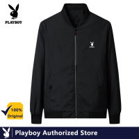 PLAYBOY Men Jacket Long-sleeved Bomber Jacket and Motorcycle riding Navy Coat