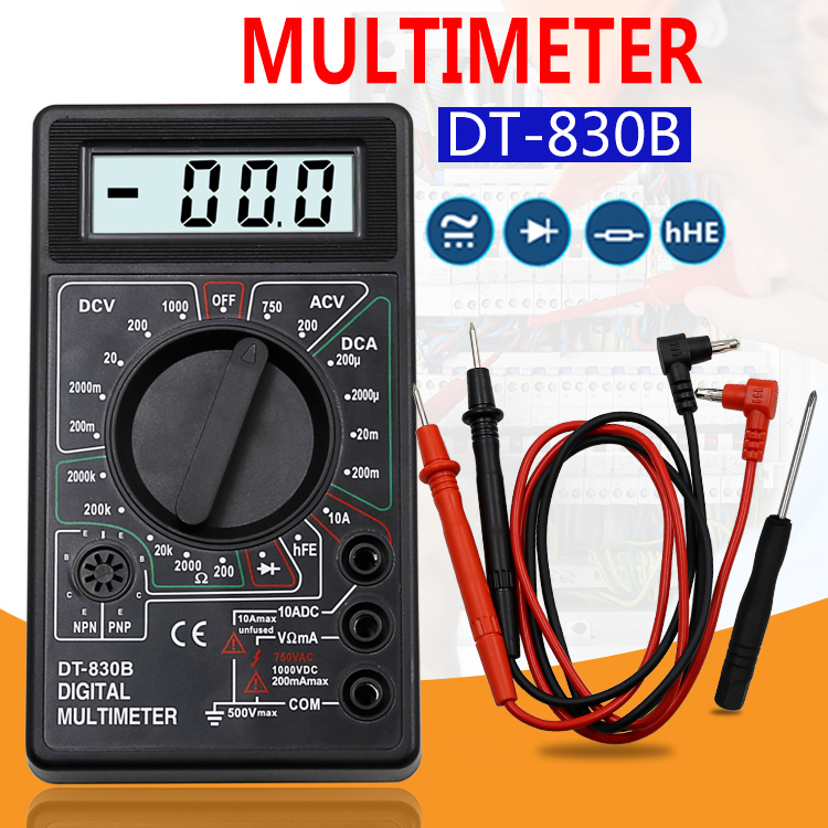 Đồng hồ điện vạn năng LCD Đồng hồ vạn năng kỹ thuật số cầm tay AC DC 750 1000V Máy đo vạn năng kĩ thuật số Mini probe cho Vôn kế Ampe kế đồng hồ ôm kế