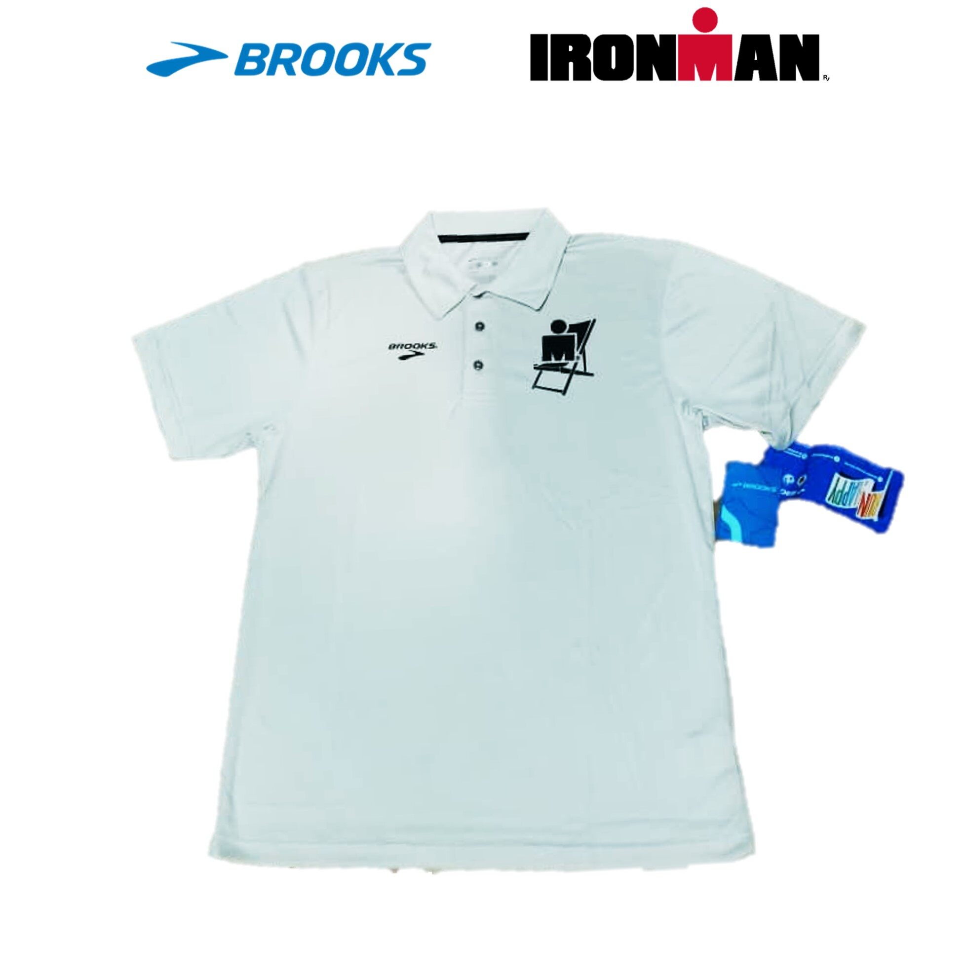 Official IRONMAN Collar Polo neck BROOKS 2018 MEN Lite Grey (Off