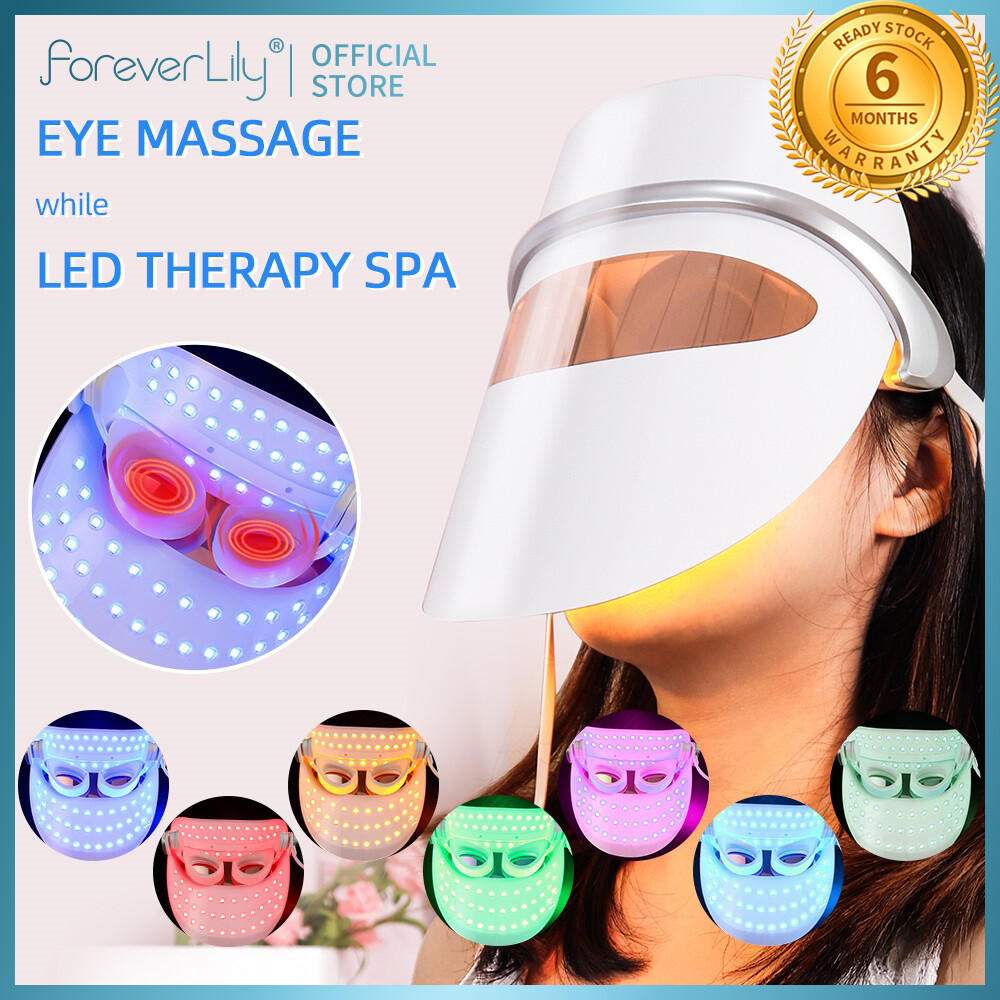 Gambar foreverlily Led Facial Mask 7 Colors Light Eye Skin Care Mask Lightening Wrinkles Hot Compress Led Facial Mask