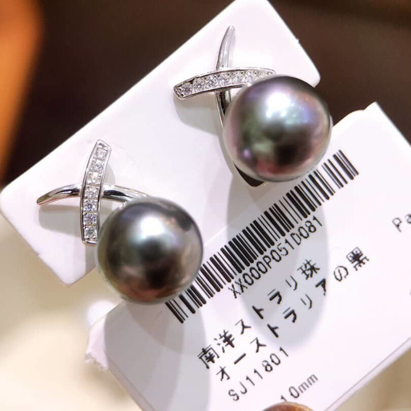 Hoa Tai Ngọc Trai Đen Giả Nước Biển Tự Nhiên Tahiti Nữ Bông Tai Thời Trang