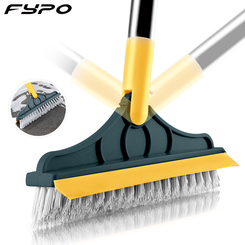 Fypo 2 In 1 Floor Scrub Brush with water scraper Cleaning Brush Long Handle Removable Wiper Magic Broom Brush Squeegee Tile Kitchen Cleaning Tools ราคา 144 บาท*ส่งฟรี