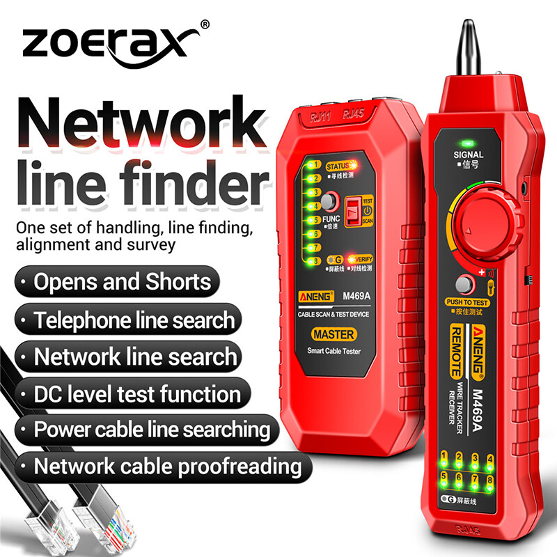 Zoerax kiểm tra cáp mạng, rj11 rj45 bộ dò đường dây, theo dõi dây đa chức năng với đầu dò, ethernet cáp nối mạng lan
