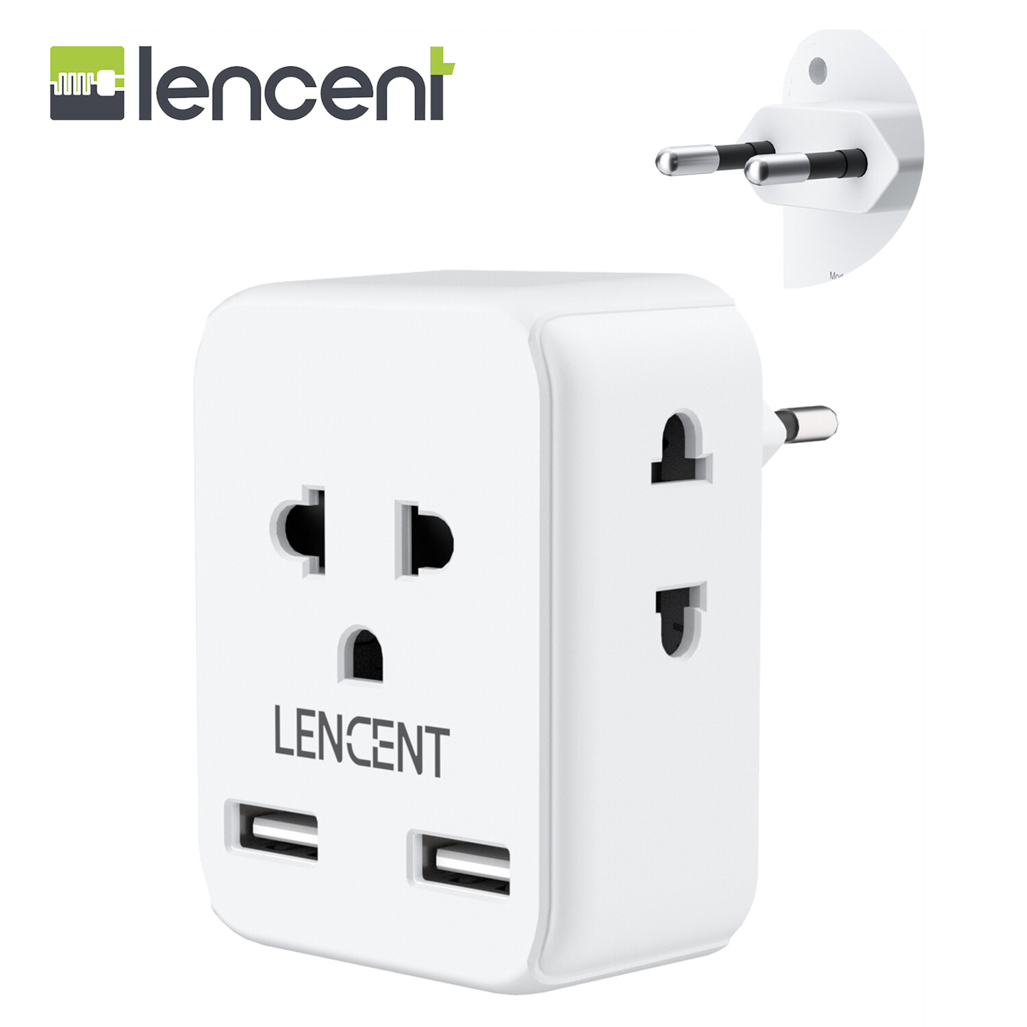 Lencent Châu Âu Bộ chuyển đổi giắc cắm du lịch, nguồn quốc tế Adaptor với 3 cửa hàng 2 sạc USB, chuyển đổi phích cắm, chúng tôi để hầu hết của Châu Âu EU ý Tây Ban Nha France Iceland Đức Hy Lạp Israel Norway, Loại C