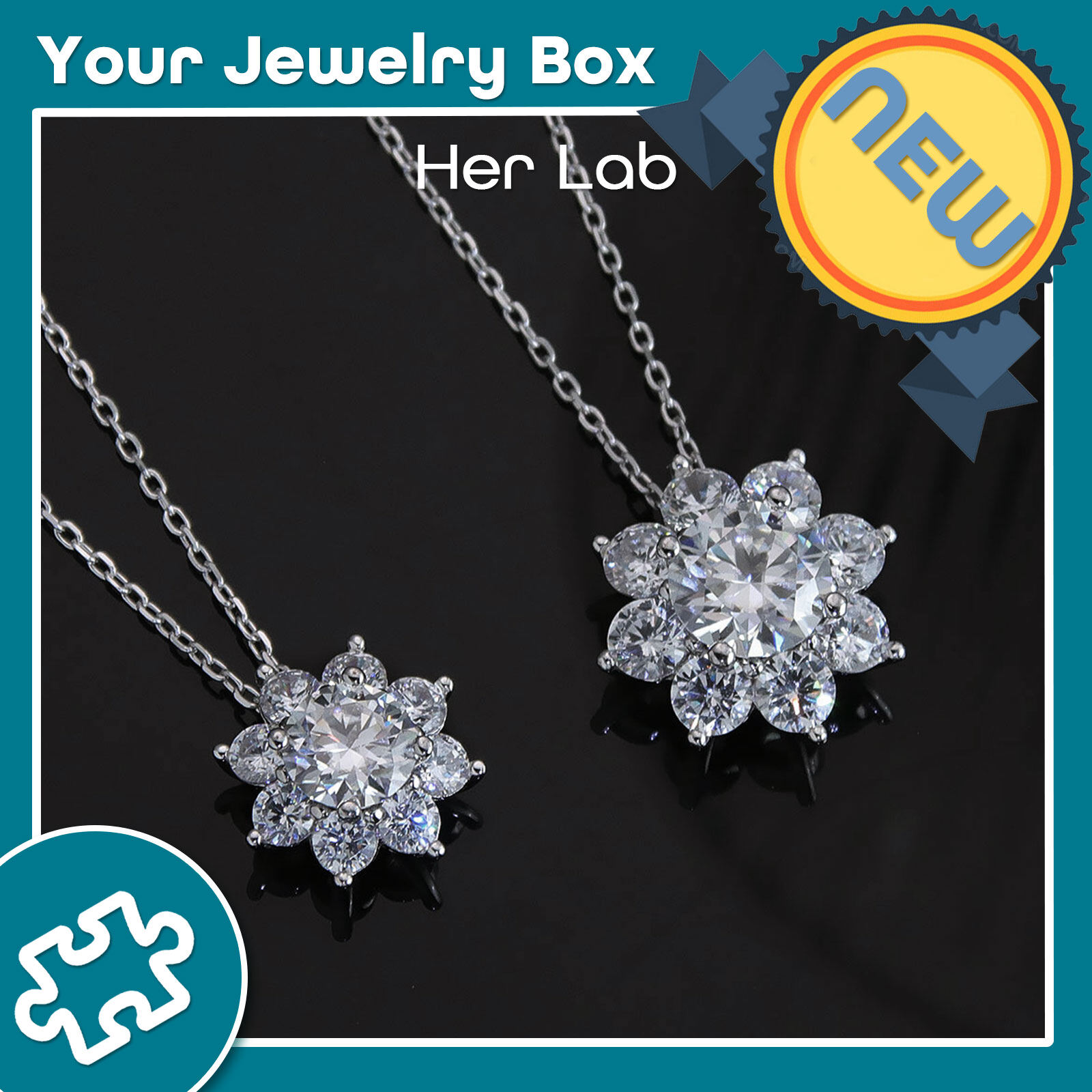 Her Lab Jewelry | s925 sterling silver diamond sunflower necklace genuine moissanite petal pendant real diamond 100% passed the diamond detector, snowflake ladies pendant necklace high-end jewelry gift ราคา 3,691 บาท*ส่งฟรี