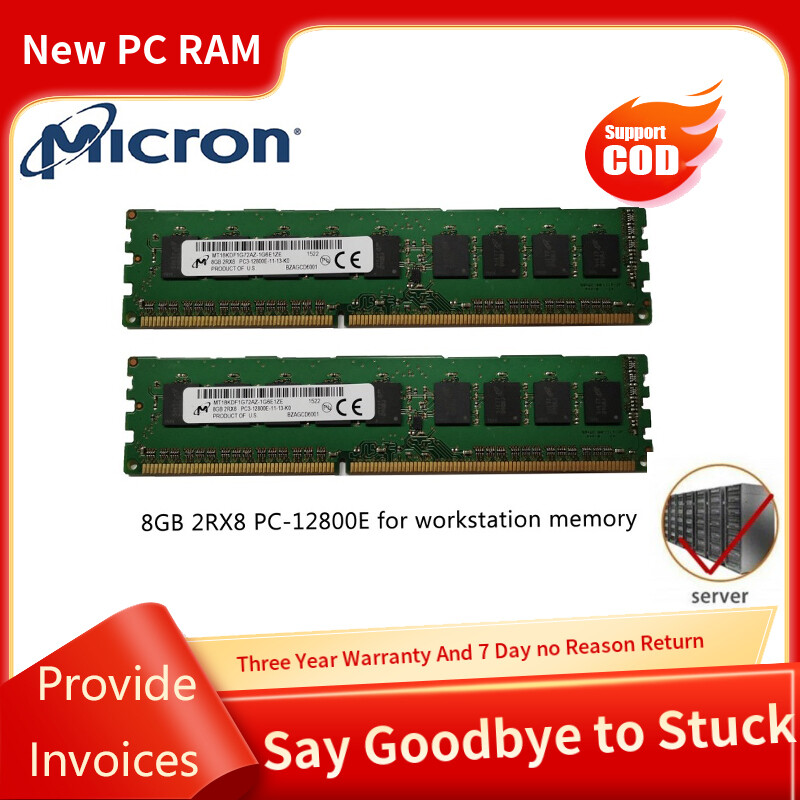 Micro ram ddr3 8gb 1600mhz máy trạm bộ nhớ 1.5v 240pin 8gb 2rx8 pc3-12800e ecc udimm ecc unbuffered bộ nhớ