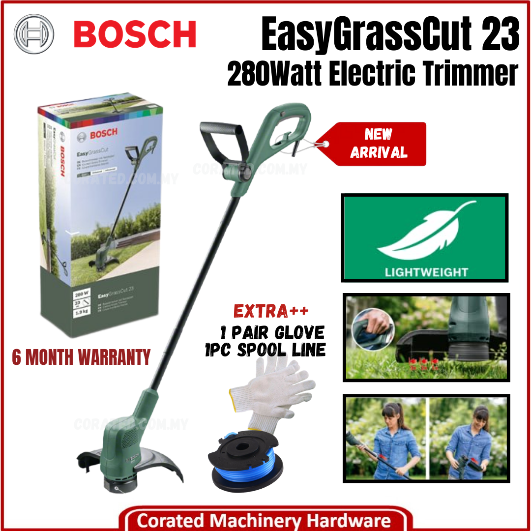 CORATED] Bosch Electric String Trimmer Grass Trimmer 280Watt EasyGrassCut 23  (6Month Warranty) Easy GrassCut 23 Easy Grass Cut 23 machine potong rumput  | Lazada