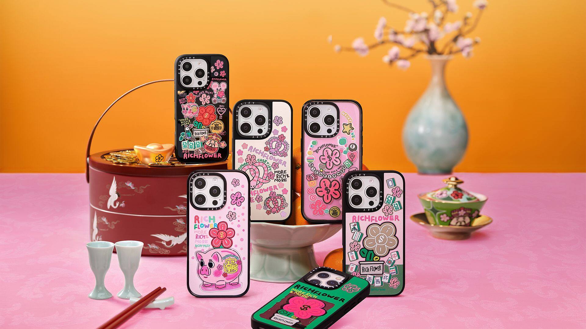 Original CASETiFY RICH FLOWER Mirror Case with Magsafe for iPhone