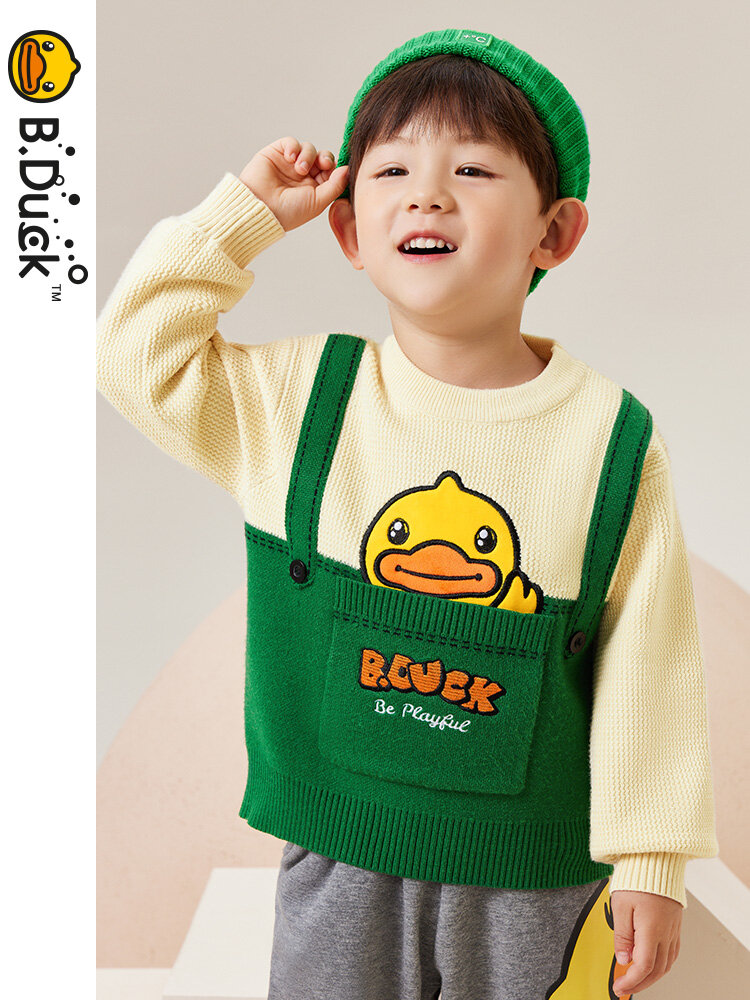 B.Duck quần áo trẻ em bé trai dệt kim mùa thu trẻ em áo len hoạt hình Jacquard bé trai hàng đầu trang phục mùa thu