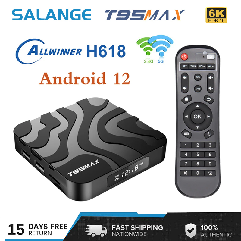 Salange T95Max Smart Android TV Box Android 12 4GB RAM 64GB ROM Allwinner H618 4K 6K HDR10 Dual Wifi Media Player T95Max Set Top Box ราคา 738 บาท*ส่งฟรี