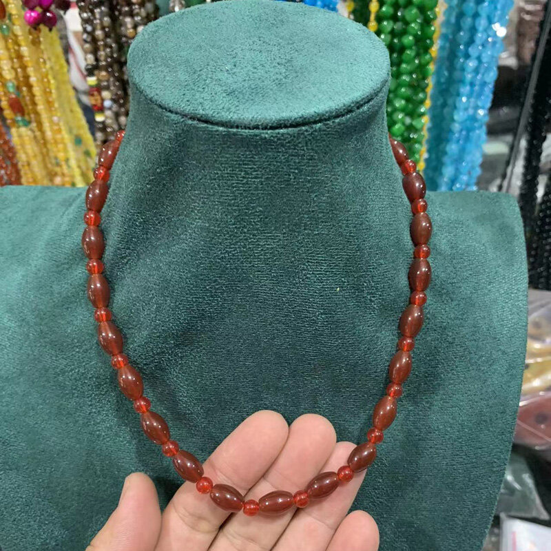Vòng cổ mã não đỏ thẫm tự nhiên vòng cổ mã não đỏ tươi ngọc trai đồng hồ ngọc trai