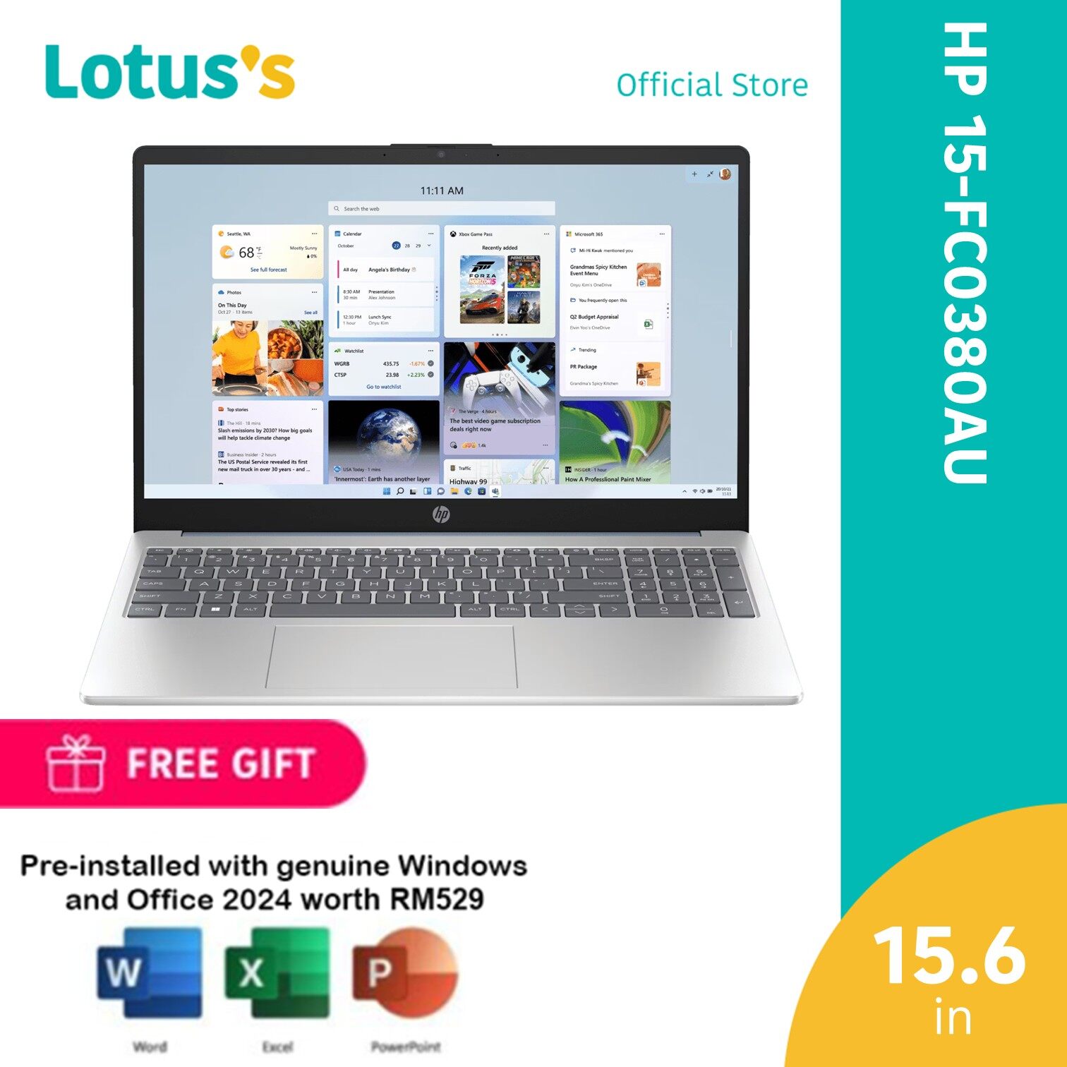 HP 15-fc0380AU (R7-7730U,12GB,512GB,15.6",W11,BLU,H&amp;S+M365)