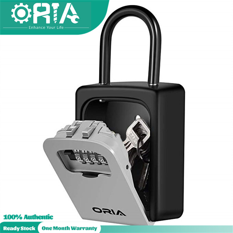 Oria Chìa Khóa Lưu Trữ Khóa Hộp Treo Tường Chìa Khóa Hộp An Toàn, chống Chịu Thời Tiết 4 Chữ Số 5 Phím Dung Tích Có Thể Tháo Rời Lắc Tay Cho Trong Nhà Và Ngoài Trời 6.73 Inch